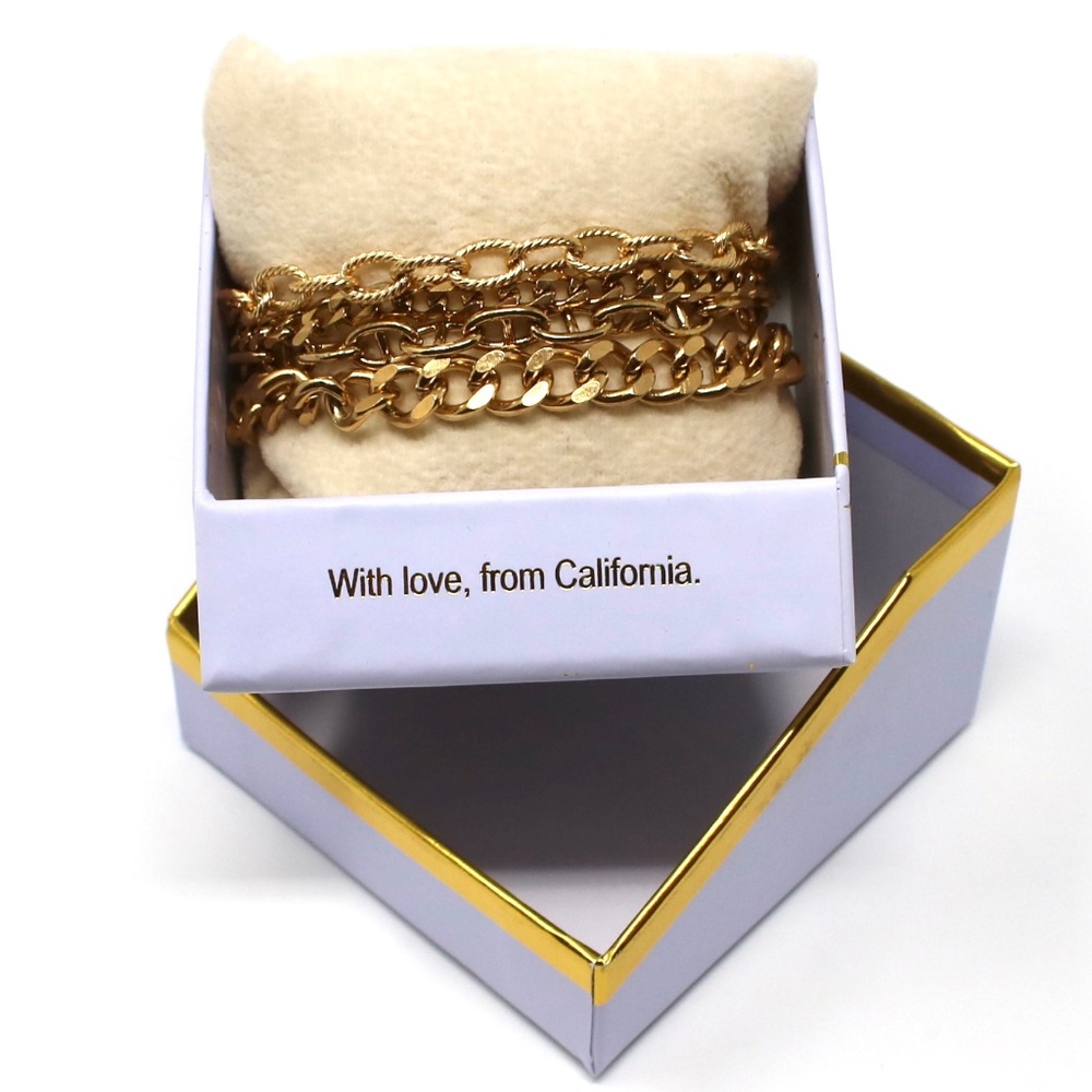 EyeCandy LA Golden Collection 4 Gold Tone Chain Bracelet Luxe‎ Boxed Set